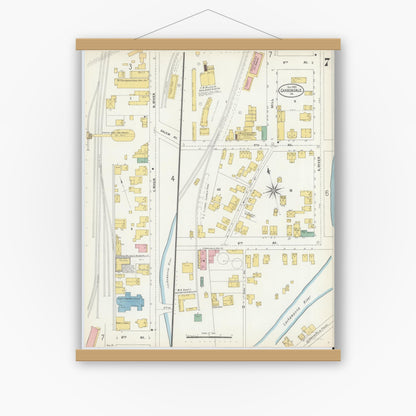 Old map wall art mockup — magnetic wood frame on white wall — Sanborn Fire Insurance Map from Carbondale, Lackawanna County, Pennsylvania (1903), Sheet #0007