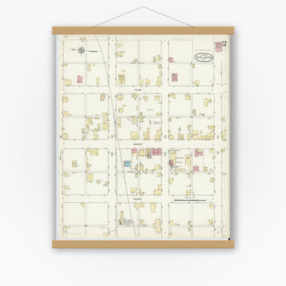 Old map wall art mockup — magnetic wood frame on white wall — Sanborn Fire Insurance Map from Darlington, Beaver County, Pennsylvania (1912), Sheet #0002