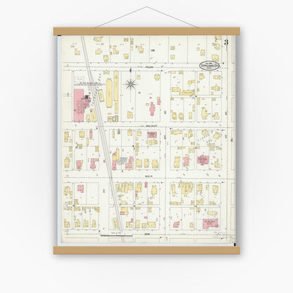 Old map wall art mockup — magnetic wood frame on white wall — Sanborn Fire Insurance Map from Tipp City, Miami County, Ohio (1905), Sheet #0003