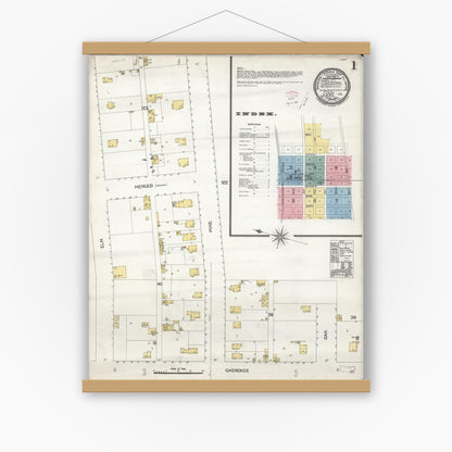 Old map wall art mockup — magnetic wood frame on white wall — Sanborn Fire Insurance Map from Lodi, San Joaquin County, California (1895) - Complete Map Set