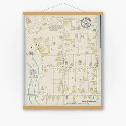 Old map wall art mockup — magnetic wood frame on white wall — Sanborn Fire Insurance Map from Edinburg, Shenandoah County, Virginia (1908) - Complete Map Set