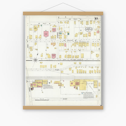 Old map wall art mockup — magnetic wood frame on white wall — Sanborn Fire Insurance Map from Tarentum, Allegheny County, Pennsylvania (1902), Sheet #0010