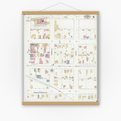 Old map wall art mockup — magnetic wood frame on white wall — Sanborn Fire Insurance Map from Shakopee, Scott County, Minnesota (1902), Sheet #0004