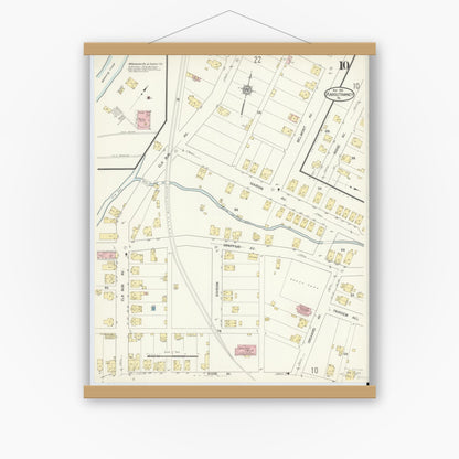 Old map wall art mockup — magnetic wood frame on white wall — Sanborn Fire Insurance Map from Punxsutawney, Jefferson County, Pennsylvania (1912), Sheet #0010
