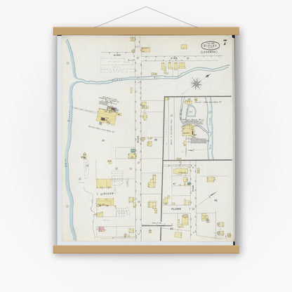 Old map wall art mockup — magnetic wood frame on white wall — Sanborn Fire Insurance Map from Ripley, Brown County, Ohio (1895), Sheet #0007