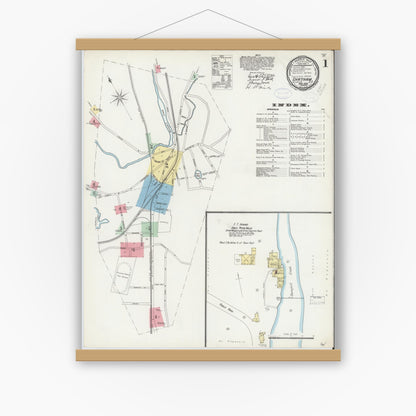 Old map wall art mockup — magnetic wood frame on white wall — Sanborn Fire Insurance Map from Chatham, Columbia County, New York (1898) - Complete Map Set