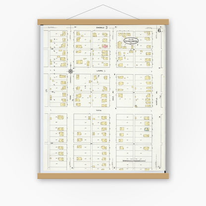 Old map wall art mockup — magnetic wood frame on white wall — Sanborn Fire Insurance Map from Chicago Junction, Huron County, Ohio (1911), Sheet #0006