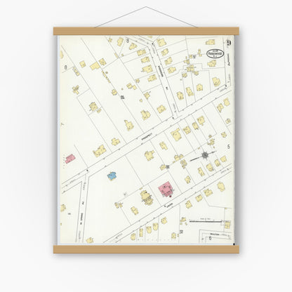 Old map wall art mockup — magnetic wood frame on white wall — Sanborn Fire Insurance Map from Ridgewood, Bergen County, New Jersey (1911), Sheet #0009