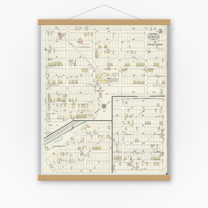 Old map wall art mockup — magnetic wood frame on white wall — Sanborn Fire Insurance Map from Juniata, Blair County, Pennsylvania (1915), Sheet #0005