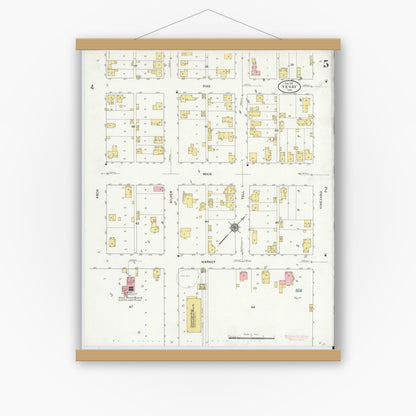 Old map wall art mockup — magnetic wood frame on white wall — Sanborn Fire Insurance Map from Vevay, Switzerland County, Indiana (1911), Sheet #0005