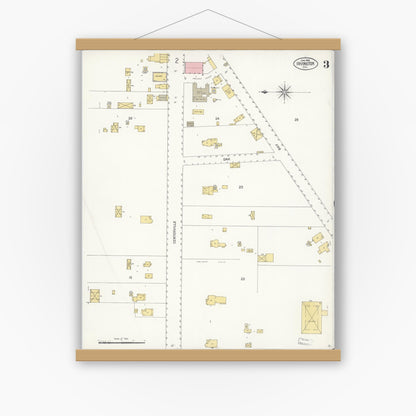 Old map wall art mockup — magnetic wood frame on white wall — Sanborn Fire Insurance Map from Irvington, Alameda County, California (1908), Sheet #0003