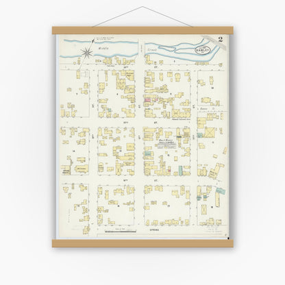 Old map wall art mockup — magnetic wood frame on white wall — Sanborn Fire Insurance Map from Hawley, Wayne County, Pennsylvania (1897), Sheet #0002