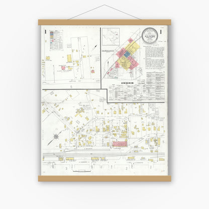 Old map wall art mockup — magnetic wood frame on white wall — Sanborn Fire Insurance Map from Kilgore, Gregg County, Texas (1932) - Complete Map Set