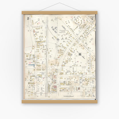 Old map wall art mockup — magnetic wood frame on white wall — Sanborn Fire Insurance Map from Kilgore, Gregg County, Texas (1950), Sheet #0005