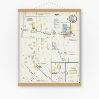 Old map wall art mockup — magnetic wood frame on white wall — Sanborn Fire Insurance Map from Cobleskill, Schoharie County, New York (1892) - Complete Map Set