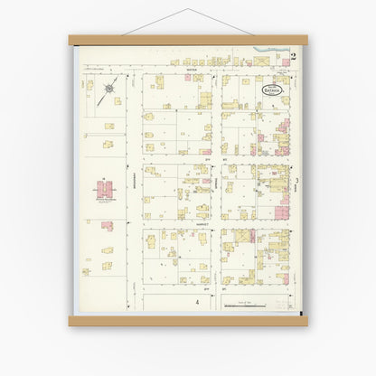 Old map wall art mockup — magnetic wood frame on white wall — Sanborn Fire Insurance Map from Batavia, Clermont County, Ohio (1911), Sheet #0002