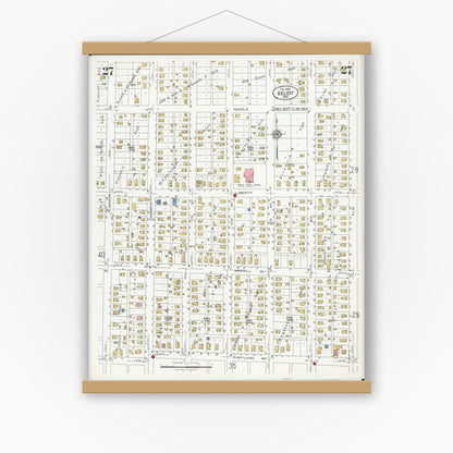 Old map wall art mockup — magnetic wood frame on white wall — Sanborn Fire Insurance Map from Beloit, Rock County, Wisconsin (1926), Sheet #0027