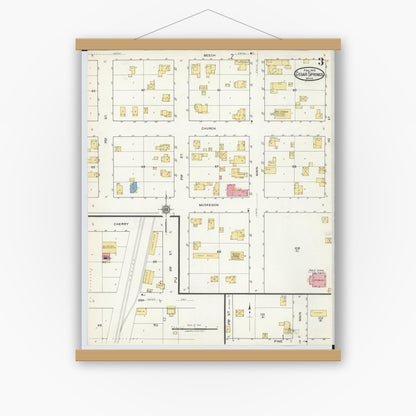Old map wall art mockup — magnetic wood frame on white wall — Sanborn Fire Insurance Map from Cedar Springs, Kent County, Michigan (1918), Sheet #0003