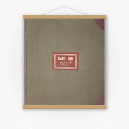 Old map wall art mockup — magnetic wood frame on white wall — Sanborn Fire Insurance Map from Gary, Lake County, Indiana (1949), Sheet #0001