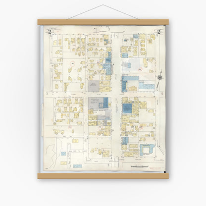 Old map wall art mockup — magnetic wood frame on white wall — Sanborn Fire Insurance Map from Wahiawa, Honolulu County, Hawaii (1957), Sheet #0002