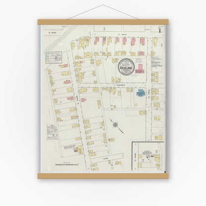 Old map wall art mockup — magnetic wood frame on white wall — Sanborn Fire Insurance Map from Richland, Lebanon County, Pennsylvania (1913) - Complete Map Set