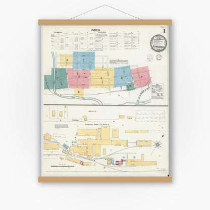 Old map wall art mockup — magnetic wood frame on white wall — Sanborn Fire Insurance Map from Reynoldsville, Jefferson County, Pennsylvania (1901) - Complete Map Set
