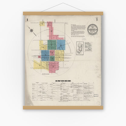 Old map wall art mockup — magnetic wood frame on white wall — Sanborn Fire Insurance Map from Hammonton, Atlantic County, New Jersey (1923) - Complete Map Set