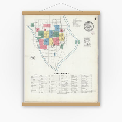 Old map wall art mockup — magnetic wood frame on white wall — Sanborn Fire Insurance Map from Norwich, Chenango County, New York (1903) - Complete Map Set