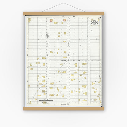 Old map wall art mockup — magnetic wood frame on white wall — Sanborn Fire Insurance Map from Anoka, Anoka County, Minnesota (1904), Sheet #0007