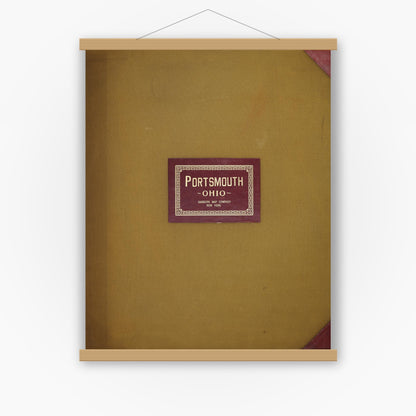 Old map wall art mockup — magnetic wood frame on white wall — Sanborn Fire Insurance Map from Portsmouth, Scioto County, Ohio (1950), Sheet #0001