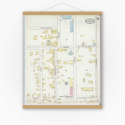 Old map wall art mockup — magnetic wood frame on white wall — Sanborn Fire Insurance Map from Saint Augustine, Saint John's County, Florida (1893), Sheet #0006