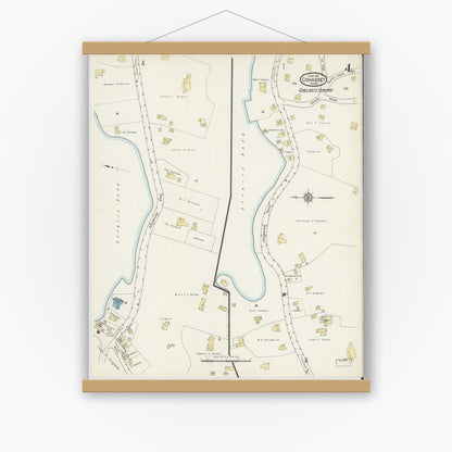 Old map wall art mockup — magnetic wood frame on white wall — Sanborn Fire Insurance Map from Cohasset, Norfolk County, Massachusetts (1915), Sheet #0004
