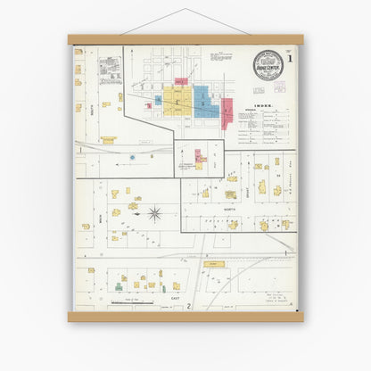 Old map wall art mockup — magnetic wood frame on white wall — Sanborn Fire Insurance Map from Dodge Center, Dodge County, Minnesota (1904) - Complete Map Set