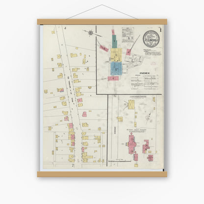 Old map wall art mockup — magnetic wood frame on white wall — Sanborn Fire Insurance Map from Saint Clairsville, Belmont County, Ohio (1911) - Complete Map Set