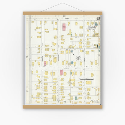 Old map wall art mockup — magnetic wood frame on white wall — Sanborn Fire Insurance Map from Pittston, Luzerne County, Pennsylvania (1903), Sheet #0025
