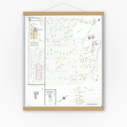 Old map wall art mockup — magnetic wood frame on white wall — Sanborn Fire Insurance Map from Loveland, Clermont, Hamilton, And Warren County, Ohio (1946), Sheet #0004