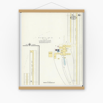Old map wall art mockup — magnetic wood frame on white wall — Sanborn Fire Insurance Map from Boyne City, Charlevoix County, Michigan (1911), Sheet #0014