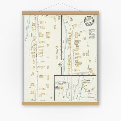 Old map wall art mockup — magnetic wood frame on white wall — Sanborn Fire Insurance Map from Gilboa, Schoharie County, New York (1898), Sheet #0001