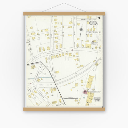 Old map wall art mockup — magnetic wood frame on white wall — Sanborn Fire Insurance Map from Hyde Park, Norfolk County, Massachusetts (1911), Sheet #0003