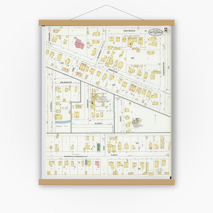 Old map wall art mockup — magnetic wood frame on white wall — Sanborn Fire Insurance Map from Battle Creek, Calhoun County, Michigan (1902), Sheet #0002