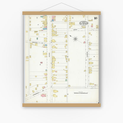 Old map wall art mockup — magnetic wood frame on white wall — Sanborn Fire Insurance Map from Shippensburg, Cumberland And Franklin Counties, Pennsylvania (1904), Sheet #0010