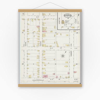 Old map wall art mockup — magnetic wood frame on white wall — Sanborn Fire Insurance Map from Northumberland, Northumberland County, Pennsylvania (1890), Sheet #0007