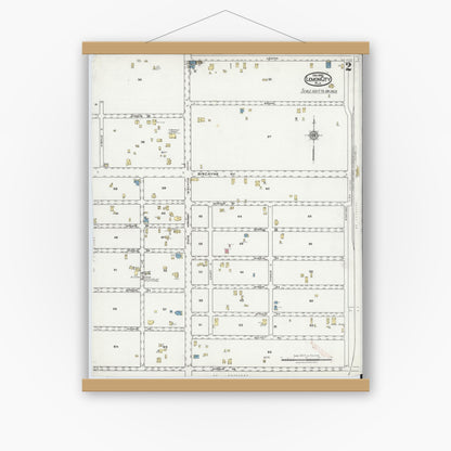 Old map wall art mockup — magnetic wood frame on white wall — Sanborn Fire Insurance Map from Lemon City, Dade County, Florida (1920), Sheet #0002