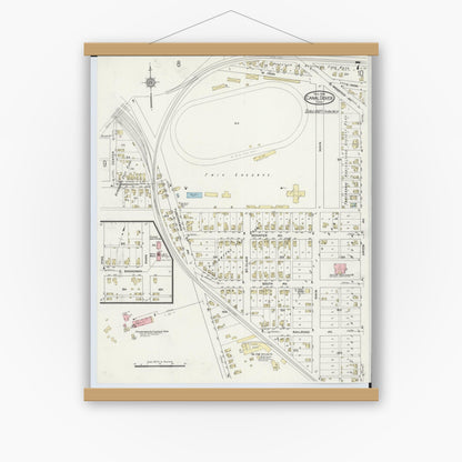 Old map wall art mockup — magnetic wood frame on white wall — Sanborn Fire Insurance Map from Canal Dover, Tuscarawas County, Ohio (1914), Sheet #0007