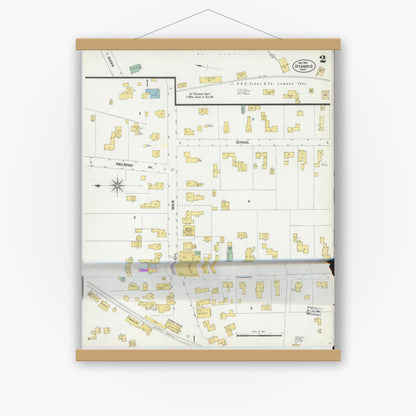Old map wall art mockup — magnetic wood frame on white wall — Sanborn Fire Insurance Map from Hyannis, Barnstable County, Massachusetts (1901), Sheet #0002