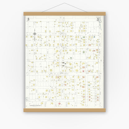 Old map wall art mockup — magnetic wood frame on white wall — Sanborn Fire Insurance Map from Snyder, Scurry County, Texas (1936), Sheet #0005