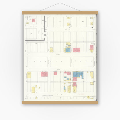 Old map wall art mockup — magnetic wood frame on white wall — Sanborn Fire Insurance Map from Okeechobee, Okeechobee County, Florida (1933), Sheet #0002