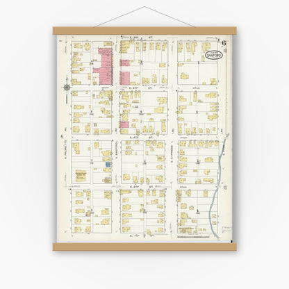 Old map wall art mockup — magnetic wood frame on white wall — Sanborn Fire Insurance Map from Sanford, Seminole County, Florida (1917), Sheet #0006