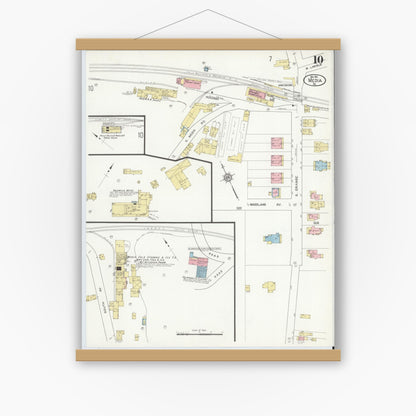 Old map wall art mockup — magnetic wood frame on white wall — Sanborn Fire Insurance Map from Media, Delaware County, Pennsylvania (1912), Sheet #0010