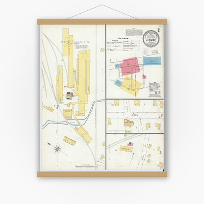 Old map wall art mockup — magnetic wood frame on white wall — Sanborn Fire Insurance Map from Elkland, Tioga County, Pennsylvania (1903) - Complete Map Set